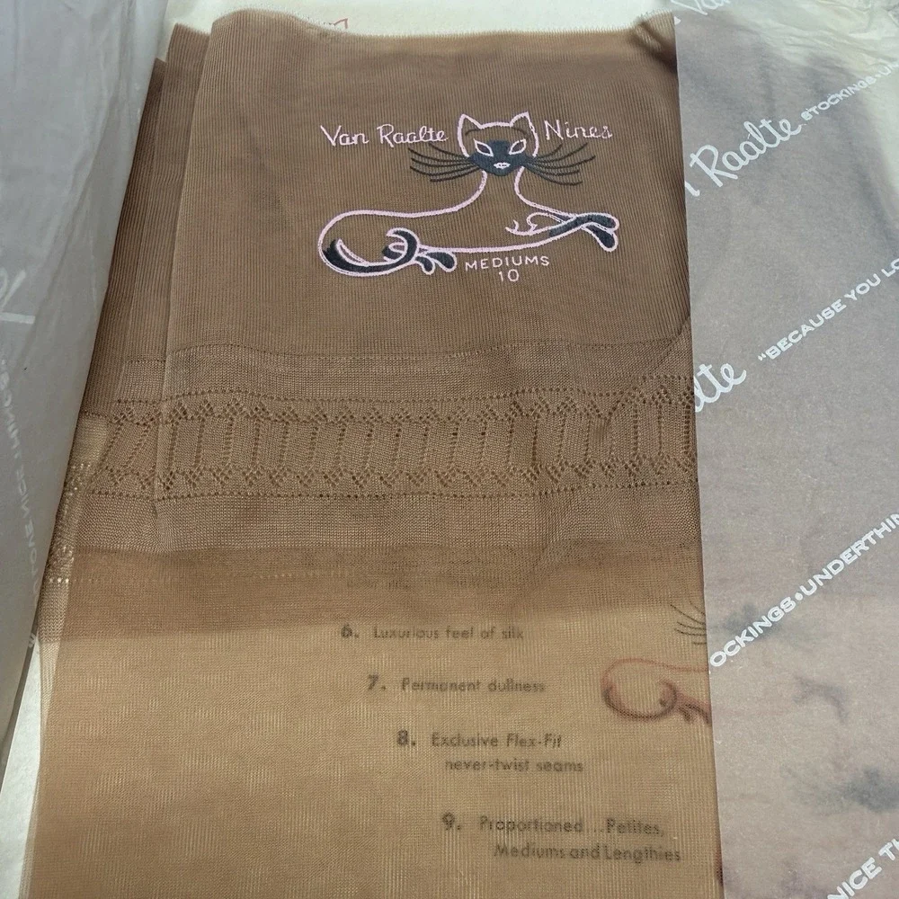 2-Vtg 50s VAN RAALTE Nines 9 Mediums Nylon Hose Stockings Seam New Box